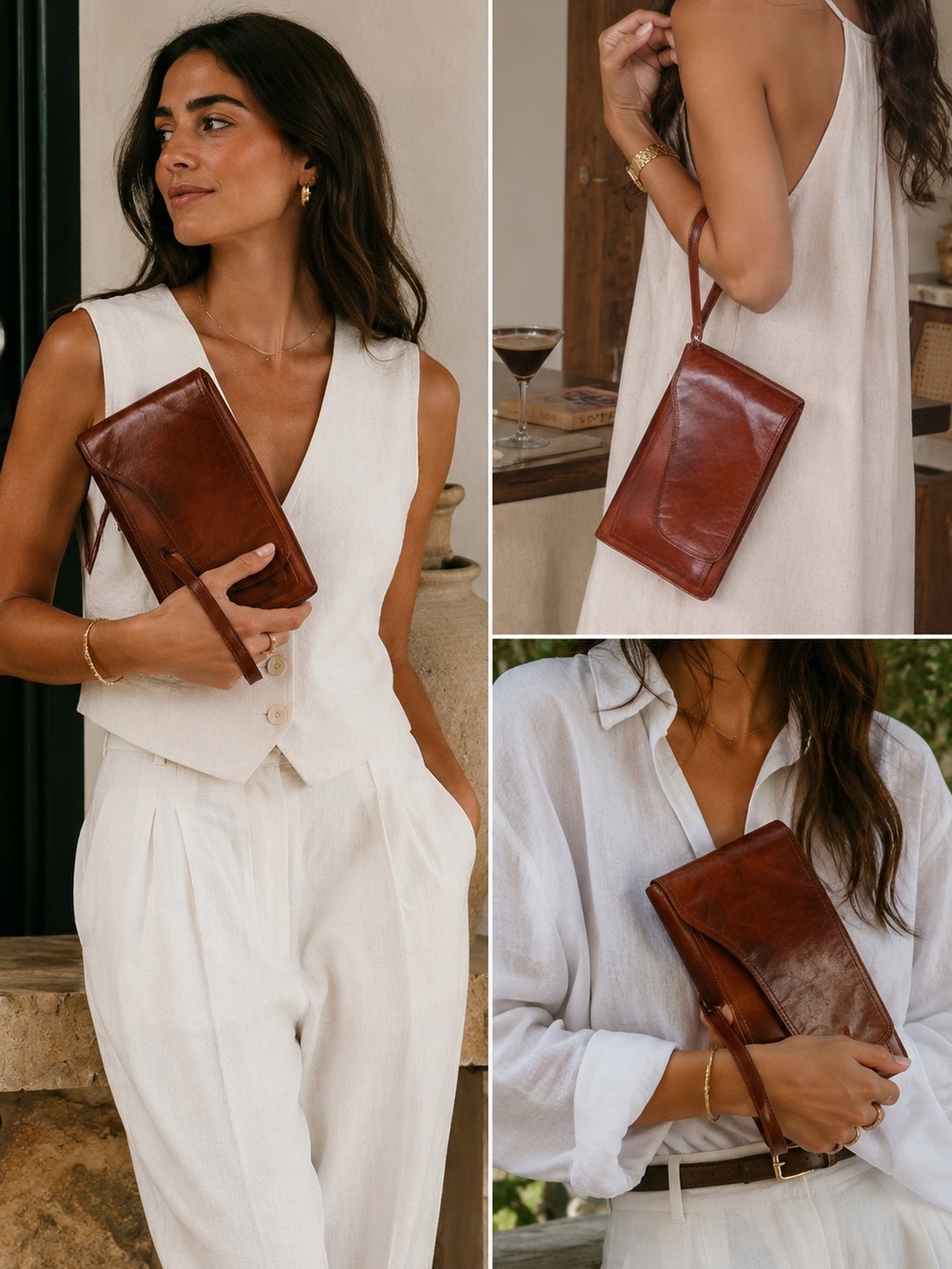Vintage Caggiano Leather Wristlet • Quiet Luxury Italian Bag